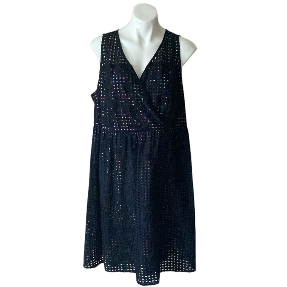 Lane Bryant Black Eyelet Sleeveless Cotton Fit And Flare Plus Size 22 Dress